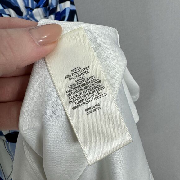 Eliza J Womens Dress 4 Blue Palm Leaf Jersey Knit Ruched Tropical Resort Vacay - Picture 11 of 12